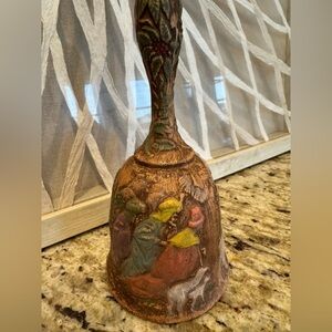Vintage 1984 Hand Painted Nativity Scene Bell